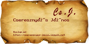 Cseresznyés János névjegykártya